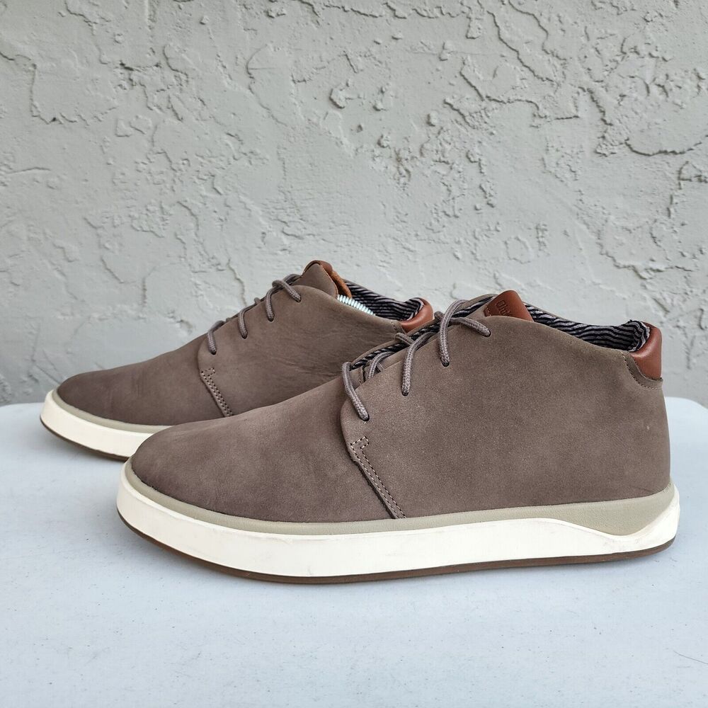 Olukai Boots Mens 10.5 Leather Chukka Waterproof PapakuIli Nubuck Quilted Lining